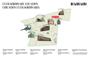 een kaart van khovd khovd khovd khovkron bij Casa Colima by Kukun in Mexico-Stad