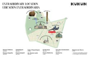 un mapa de la ubicación de Kiryat oculán en Casa Tenancingo by Kukun, en Ciudad de México