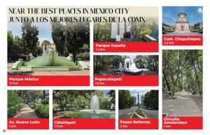 een collage van foto's van verschillende plaatsen in Mexico-stad bij Casa Taman by Kukun in Mexico-Stad