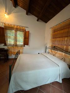 a bedroom with a white bed in a room at B&B alle Roverelle in Viggianello