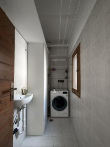 y baño con lavadora y lavamanos. en GARIBALDI13, en Morbegno