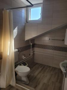 a bathroom with a toilet and a sink and a window at Apartmani Zvezdana in Vrnjačka Banja +89 photos