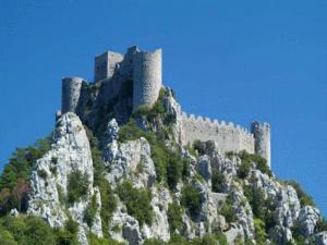 a castle on the top of a mountain at Maison de 2 chambres avec vue sur la ville a Chalabre a 4 km de la plage in Chalabre