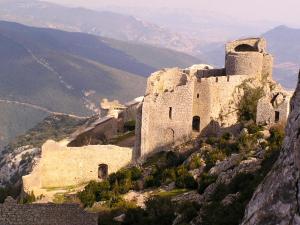 a castle on the side of a mountain at Maison de 2 chambres avec vue sur la ville a Chalabre a 4 km de la plage in Chalabre