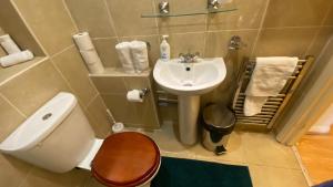 łazienka z toaletą i umywalką w obiekcie Kings Road Retreat - Affordable Serviced Apartments in Chelsea w Londynie