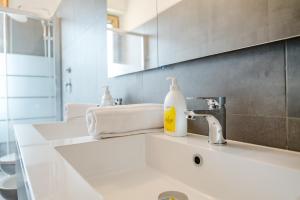 a bathroom sink with a bottle of soap on it at ShortMi Balilla in Milan