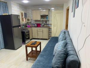 馬特魯港的住宿－"Ashour Tower "Ramy Abdulla，带沙发的客厅和厨房