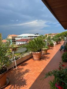 - un balcon avec des plantes en pot dans un bâtiment dans l'établissement Stella di mare, à Pescara