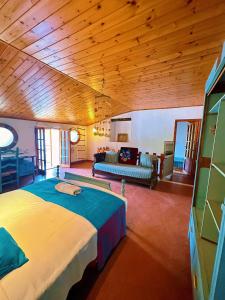 1 dormitorio con 1 cama y sala de estar en Relax tra Monferrato & Langhe en SantʼAndrea