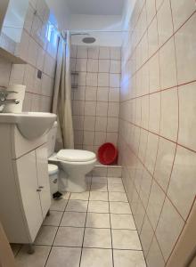 a bathroom with a toilet and a sink at House Filippos in Sarti
