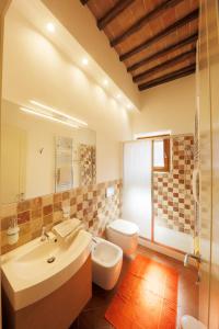 une salle de bain avec un lavabo et des toilettes dans l'établissement Siena UpTown - Sabrina's Lovely Apartment, à Sienne