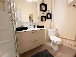 干邑的住宿－Studio Charmant hyper centre Cognac，白色的浴室设有卫生间和水槽。