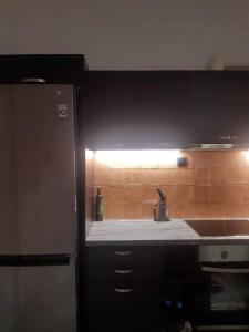 uma cozinha com um lavatório e um frigorífico em XANTHI'S 4 LIVING em Atenas
