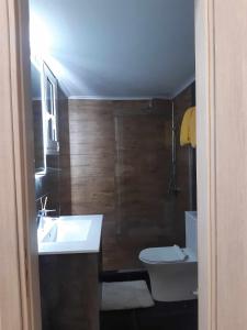 uma casa de banho com um lavatório e um WC em XANTHI'S 4 LIVING em Atenas