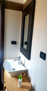 a bathroom with a white sink and a mirror at La Casita in Reggio di Calabria