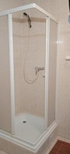 łazienka z prysznicem z głowicą prysznicową w obiekcie Apartmány Ledeč w mieście Ledeč nad Sázavou