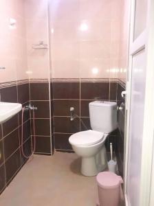 een kleine badkamer met een toilet en een wastafel bij Plaja Yakın Dağ ve Deniz Manzaralı 1+1 Daire in Gokceada Town