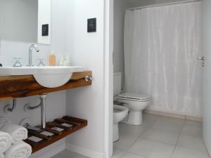 a bathroom with a sink and a toilet at Edificio Parana in Santa Rosa +39 photos
