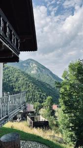 a view of a mountain from a house at Casa de vacanta Aida in Zărneşti