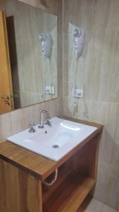 a bathroom with a sink and a mirror at Espacio BERNI in San Martín de los Andes