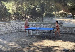 two people in bathing suits playing table tennis at villa Aphrodite Maritsa in Pastida