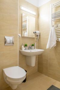 a bathroom with a toilet and a sink at GviTown Central Apartment in Bucharest