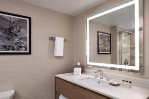 a bathroom with a sink and a mirror at Sheraton Richmond Airport Hotel in Sandston +23 photos