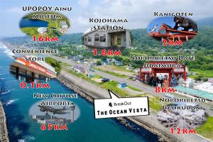 - une carte des sites proposés du complexe avec vue sur l'océan dans l'établissement The OCEAN VISTA, à Shiraoi