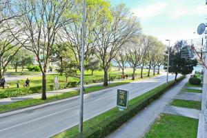 une rue vide bordée d'arbres dans l'établissement Blue&Green Apartments, à Zadar