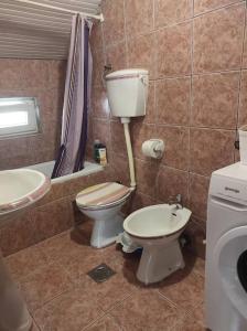 ein Bad mit einem WC und einem Waschbecken in der Unterkunft Urban Retreat Zagoric in Podgorica