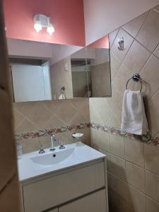 La salle de bains est pourvue d'un lavabo et d'un miroir. dans l'établissement Casa Botánico Posadas, à Posadas