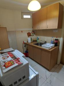 a kitchen with a microwave and a sink at Enigma Apartmani Divcibare in Divčibare