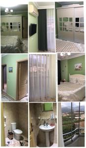 a collage of different pictures of a bedroom and bathroom at Panorama Family Appartement in Mahmutlar