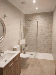 a bathroom with a toilet and a shower and a sink at VILLA " VISTA JAVEA "- Home away from home in Jávea