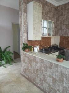 a kitchen with a sink and a counter top at Sunrise - Guest House in Anaklia