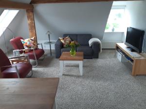 Birdaard的住宿－Rêst en Romte，客厅配有沙发和桌子