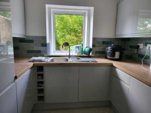 uma cozinha com um lavatório e uma janela em 16 Northcote Street, Wick em Wick