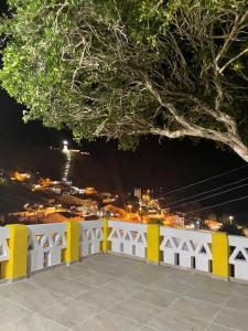 a view from the roof of a building at night at Casa Bela Vista in Piranhas