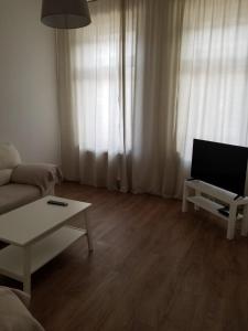 - un salon avec un canapé et une télévision dans l'établissement Apartment Sesamstraße, à Brême