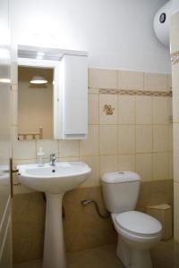 a bathroom with a white toilet and a sink at Martin Villa Gjirokaster in Gjirokastër