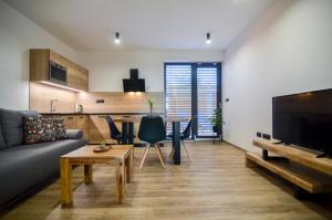 TV a/nebo společenská místnost v ubytování Apartmány Hrušky - wellness