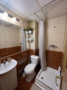 y baño con aseo y lavamanos. en Kenzia Prive en Bucarest