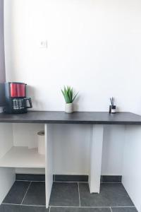 a table with two potted plants on top of it at Le Citadin-T1-28m2-Pte Paris M7 in Le Kremlin-Bicêtre