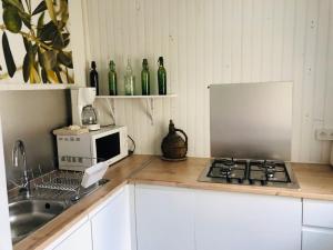a kitchen with a sink and a stove top oven at Proche Avignon au calme in Les Angles Gard