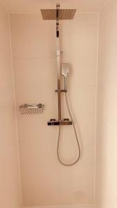 a shower in a bathroom with a shower head at AltstadtQuartier Burg in Burg bei Magdeburg