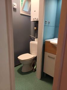 łazienka z toaletą i umywalką w obiekcie Au repos de Zoé w mieście Waulsort