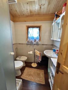 ein kleines Bad mit WC und Waschbecken in der Unterkunft CARPE DIEM RETAFANI Roger's house in Altipiani di Arcinazzo