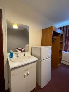 a bathroom with a sink and a white refrigerator at ST NICHOLAS HOTEL in Kenton