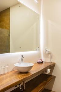 y baño con lavabo blanco y espejo. en Valle Escondido Nature Reserve Hotel & Farm, en Monteverde