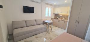 a living room with a couch and a kitchen at Z Elegant Studios in Perea